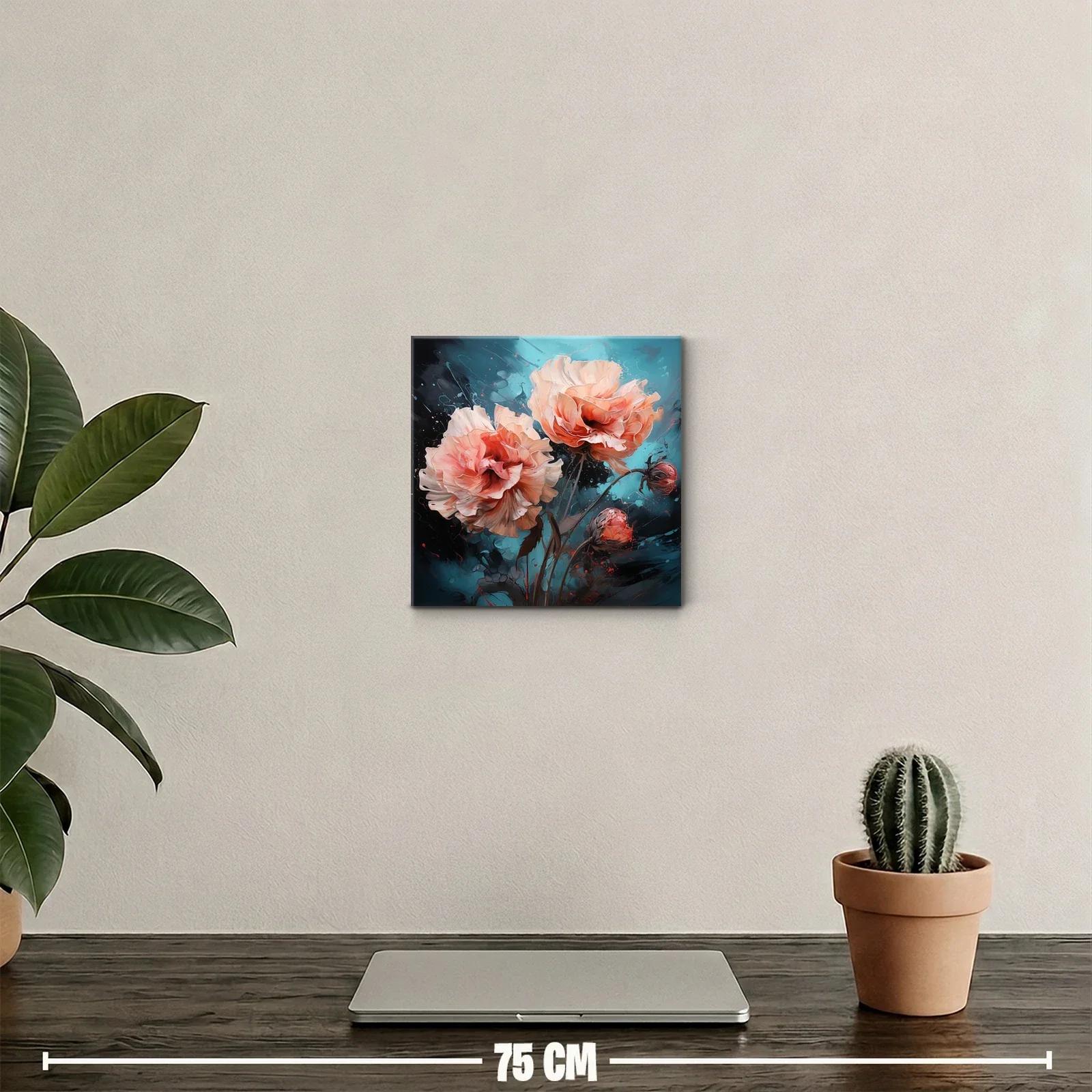 Flor delicada con tonos melocotón sobre fondo azul intenso — miniatura 2