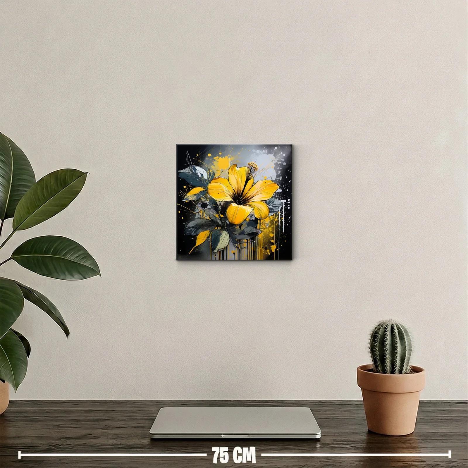 Flor amarilla vibrante sobre fondo moderno oscuro — miniatura 2