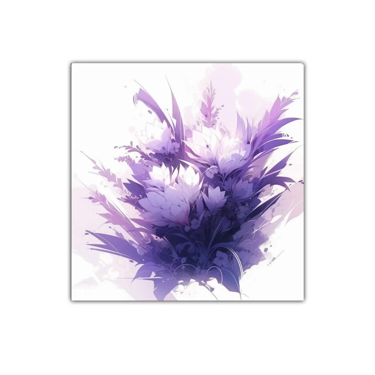 Cuadro decorativo con ramo floral en tonos violetas armoniosos