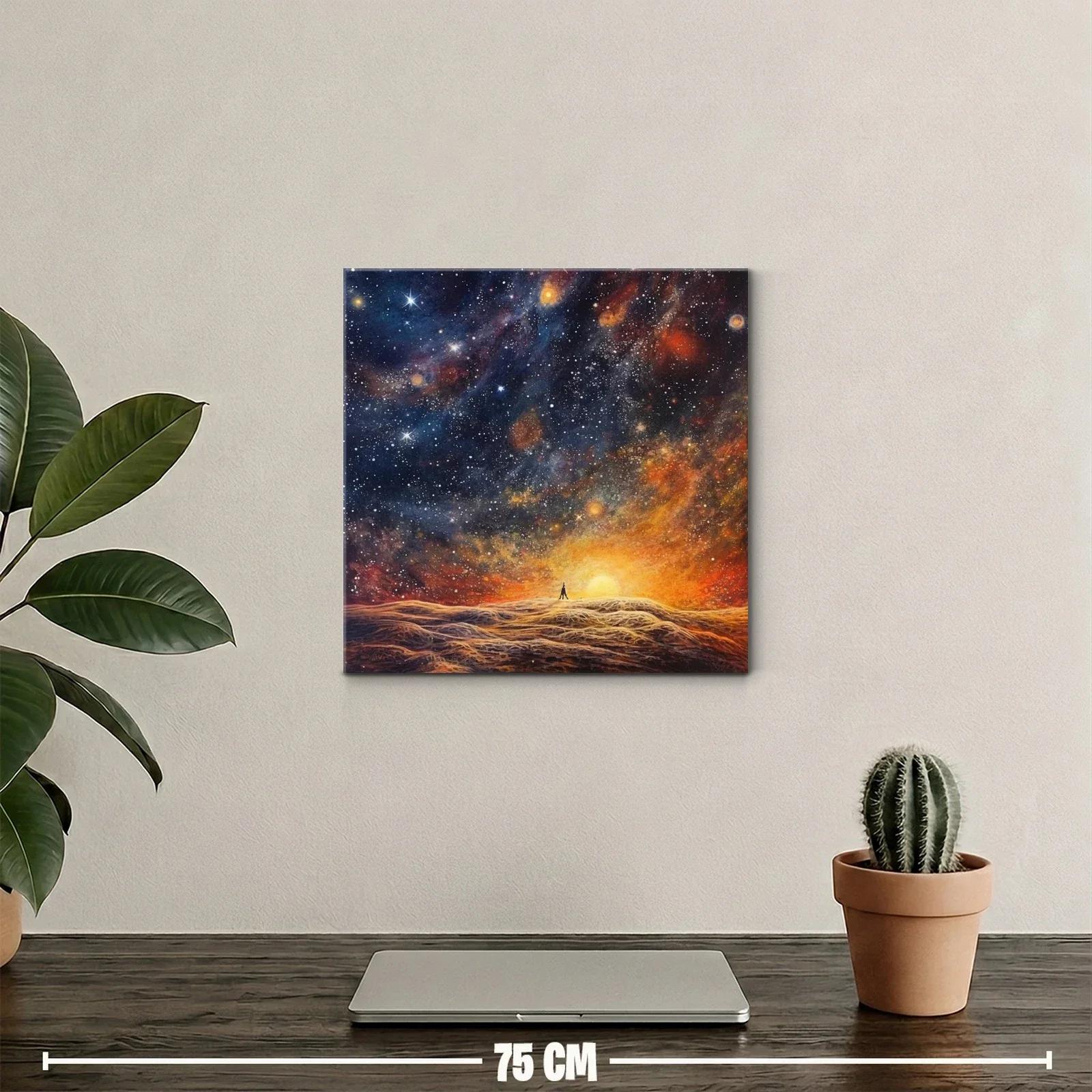 Atardecer cósmico con figura contemplativa — miniatura 2