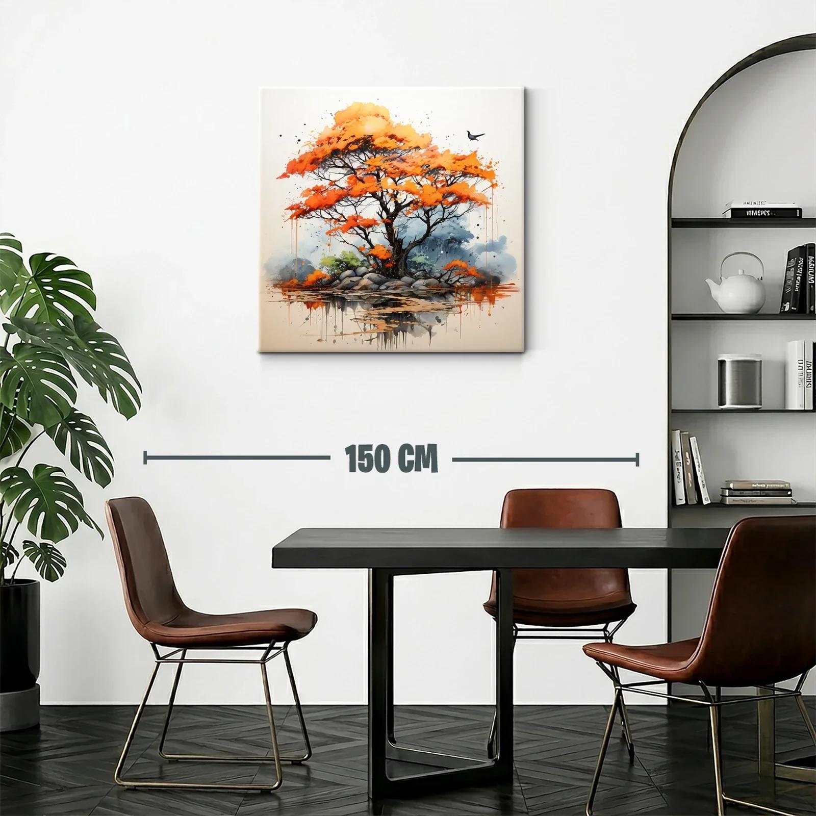 Árbol en otoño con tonos cálidos y reflejos de agua — miniatura 2