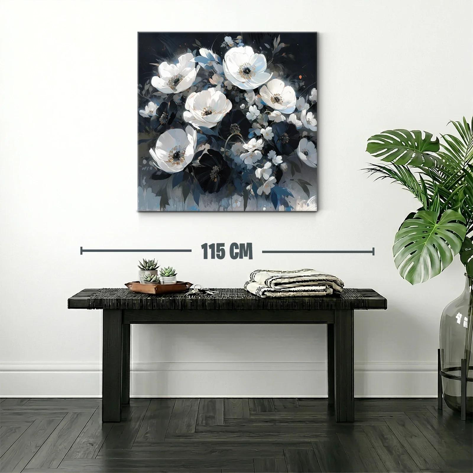 Ramo de flores blancas y negras con estilo romántico — miniatura 2