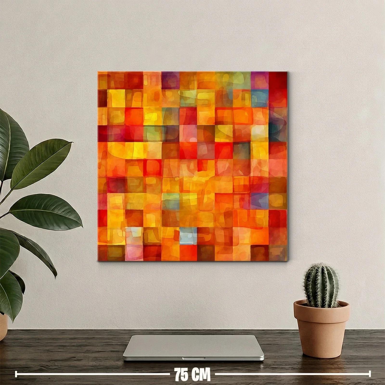 Cuadro abstracto con tonos cálidos y formas geométricas — miniatura 2
