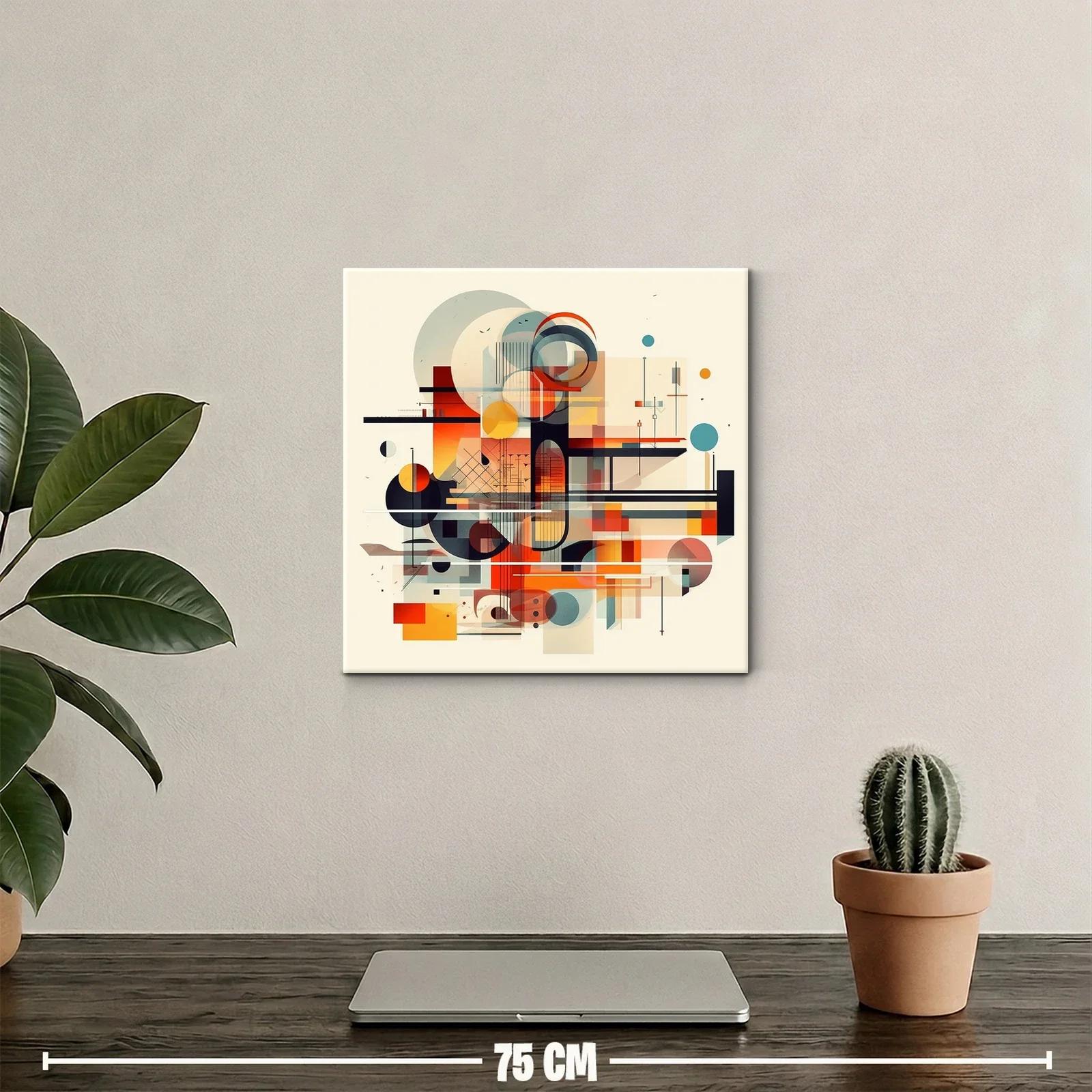 Composición geométrica abstracta en tonos cálidos y fríos — miniatura 2