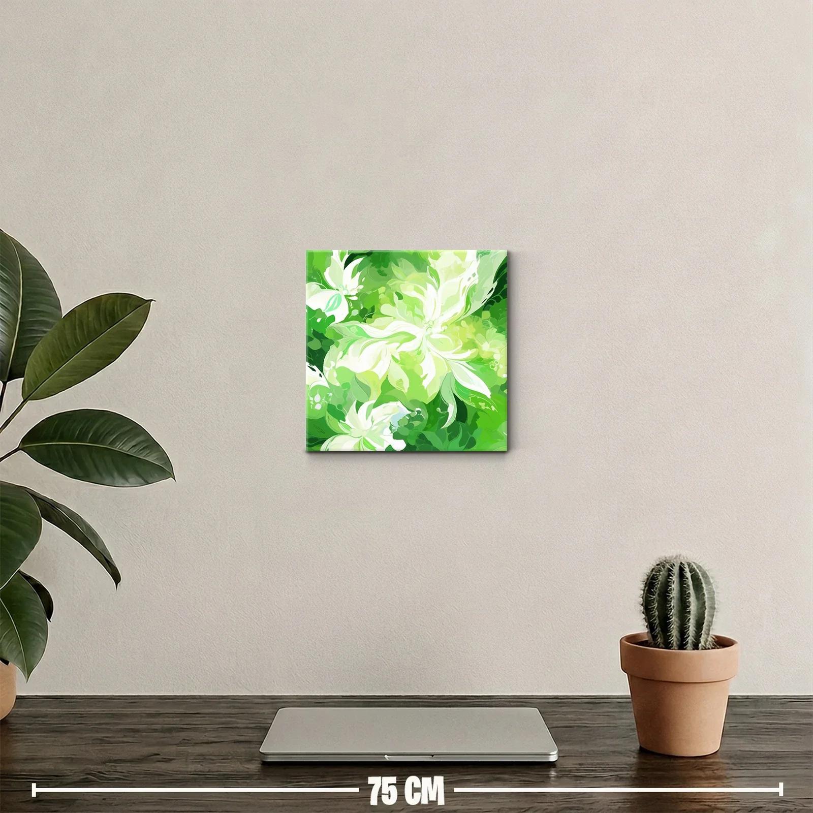 Cuadro decorativo floral en tonos verdes y blancos — miniatura 2