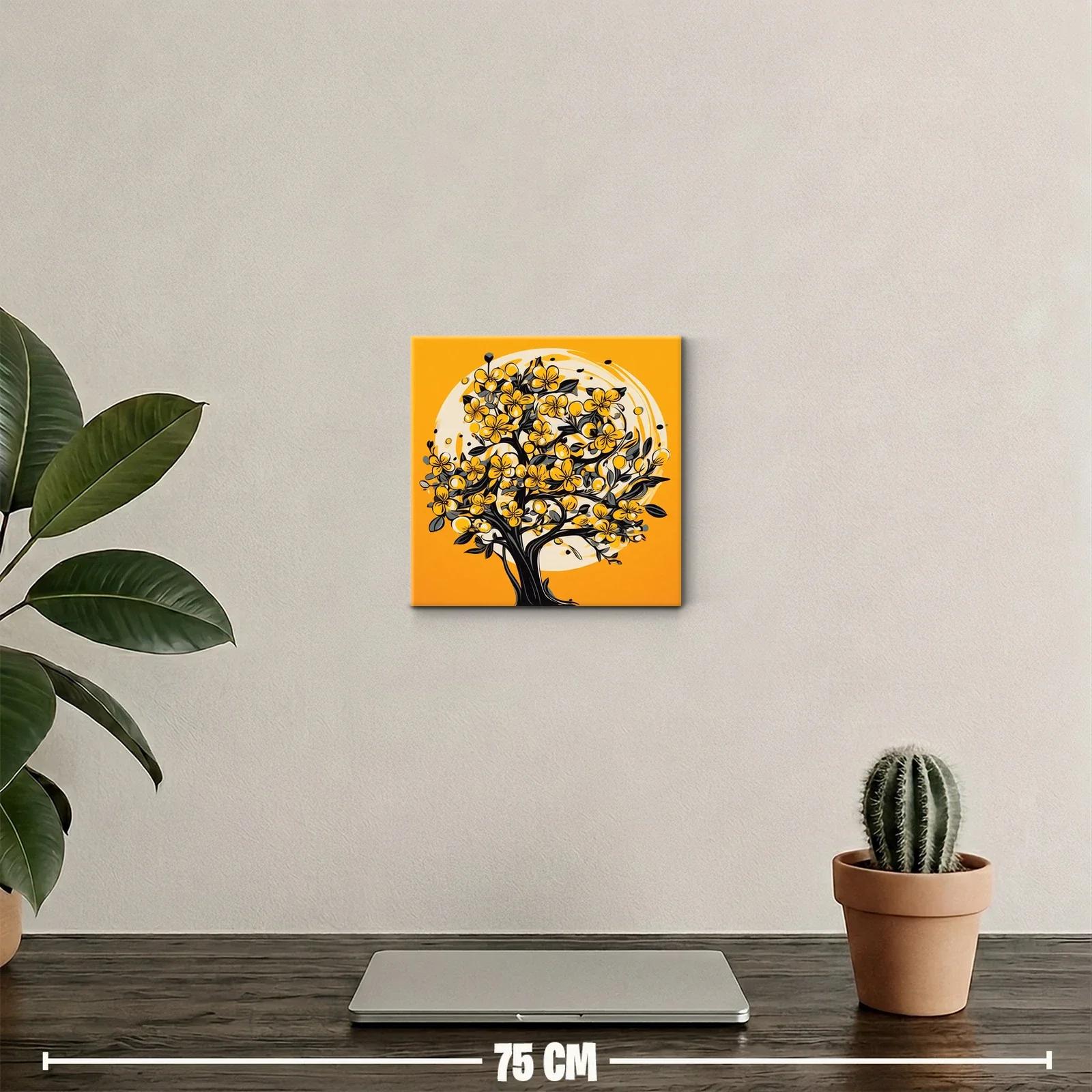 Arbol florido en tonos cálidos para ambientar tu hogar — miniatura 2