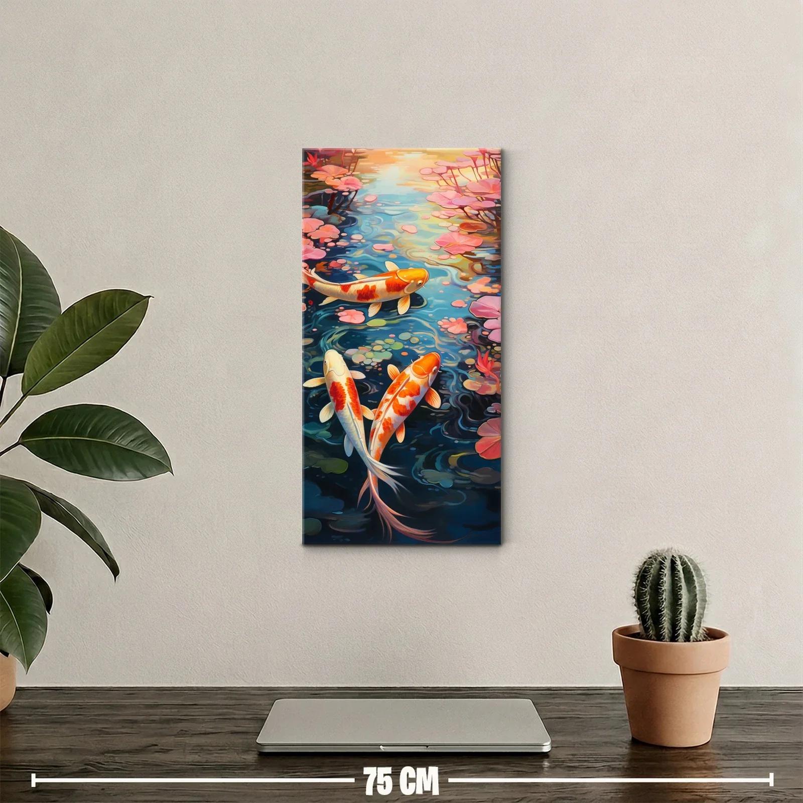 Cuadro peces koi en agua turquesa — miniatura 2