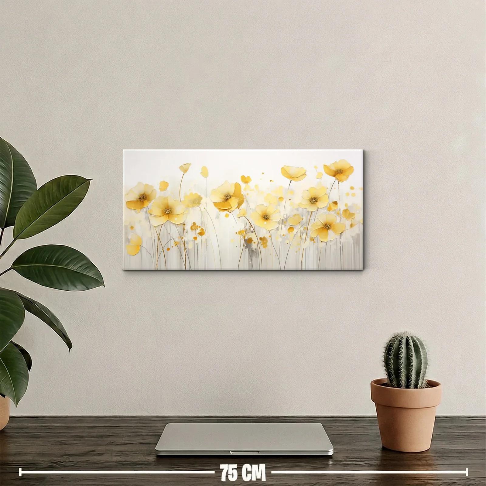 Cuadro amapolas doradas con tallos ligeros — miniatura 2