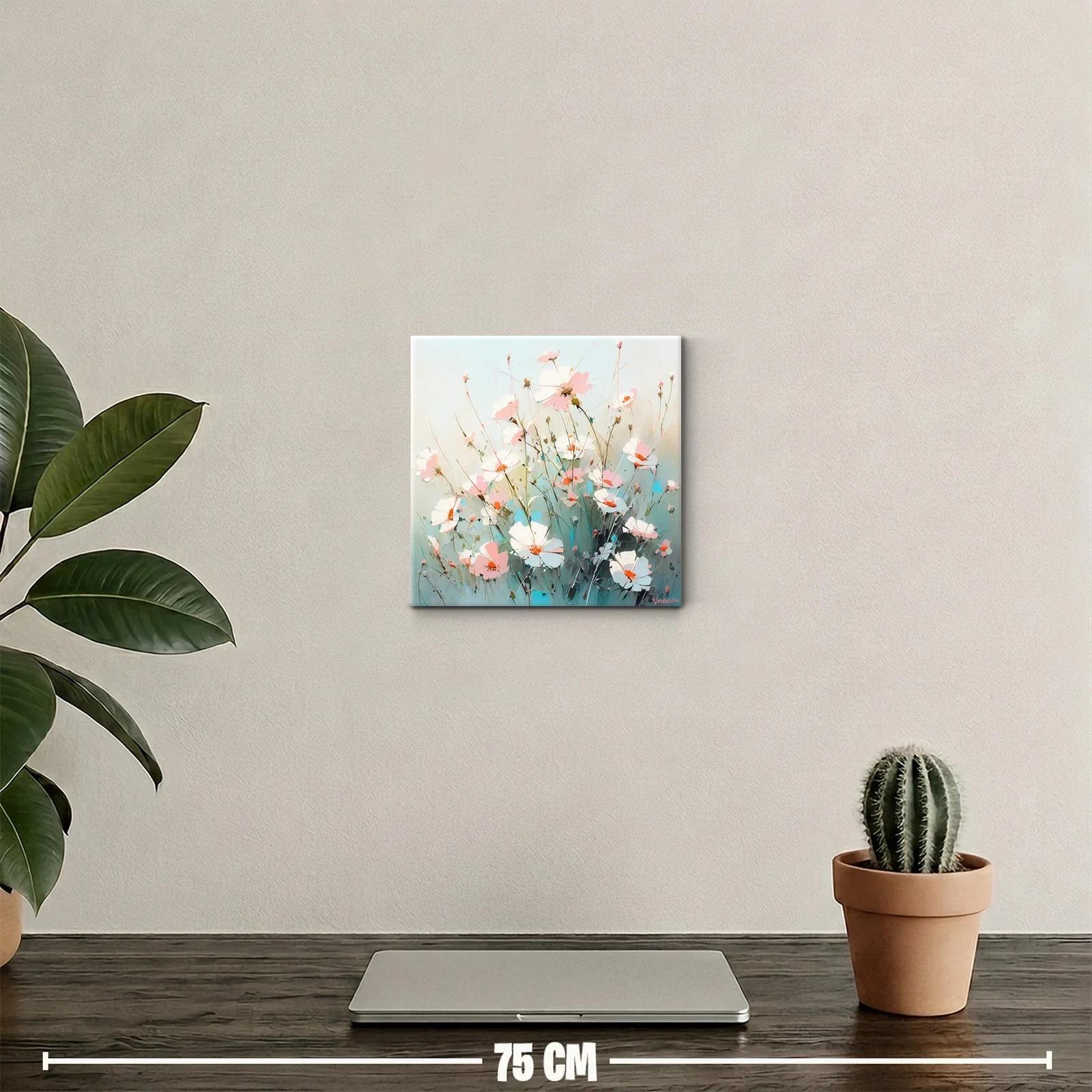 Cuadro con flores delicadas en tonos pastel y azul — miniatura 2