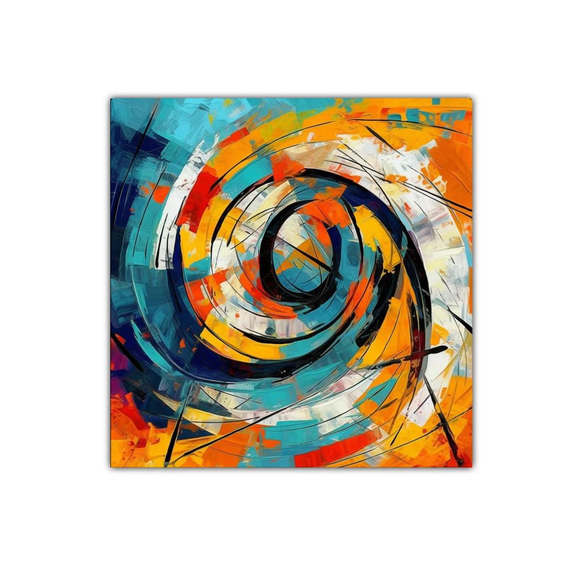 Cuadro abstracto con espiral dinámico y tonos vibrantes