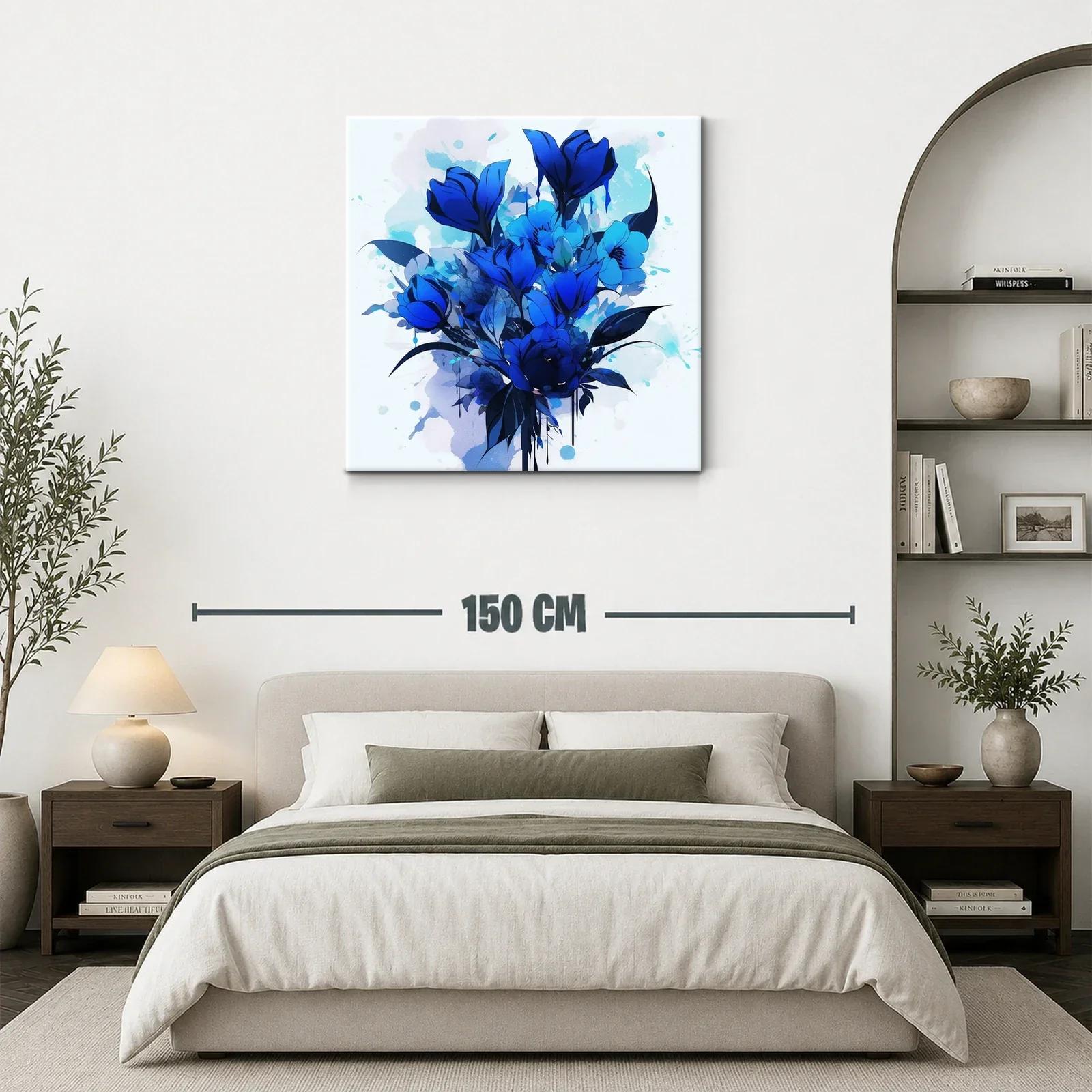 Ramo elegante de flores en tonos azules vibrantes — miniatura 3