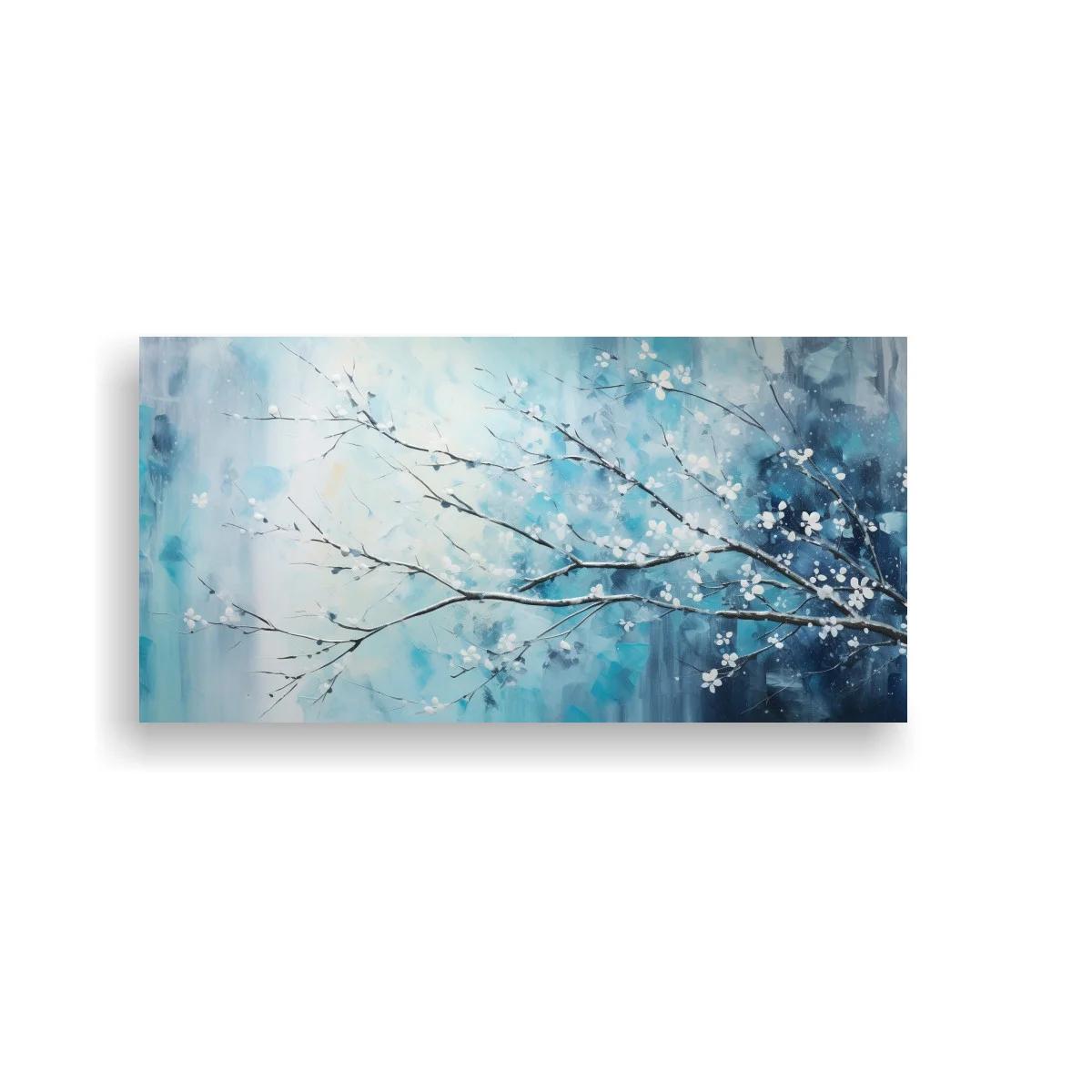Cuadro rama de cerezo en flor con veladuras azules — imagen principal