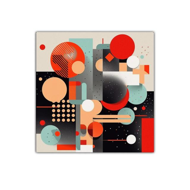 Composición abstracta con formas geométricas y colores vivos