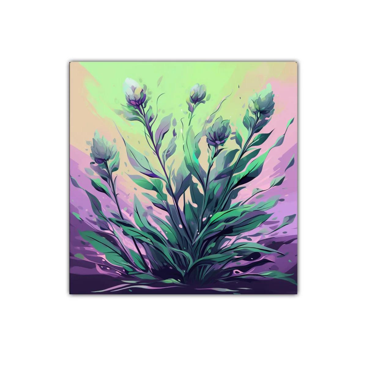 Cuadro Decorativo con Flores y Hojas en Tonos Pastel — imagen principal