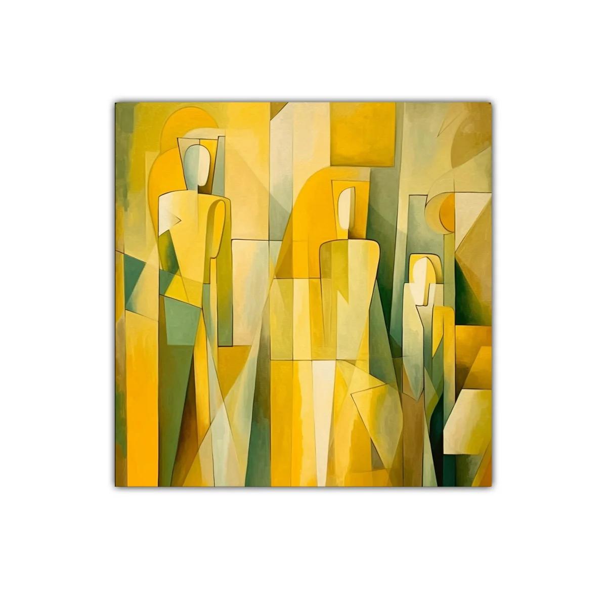 Cuadro Abstracto con Figuras y Tonos Amarillos — imagen principal