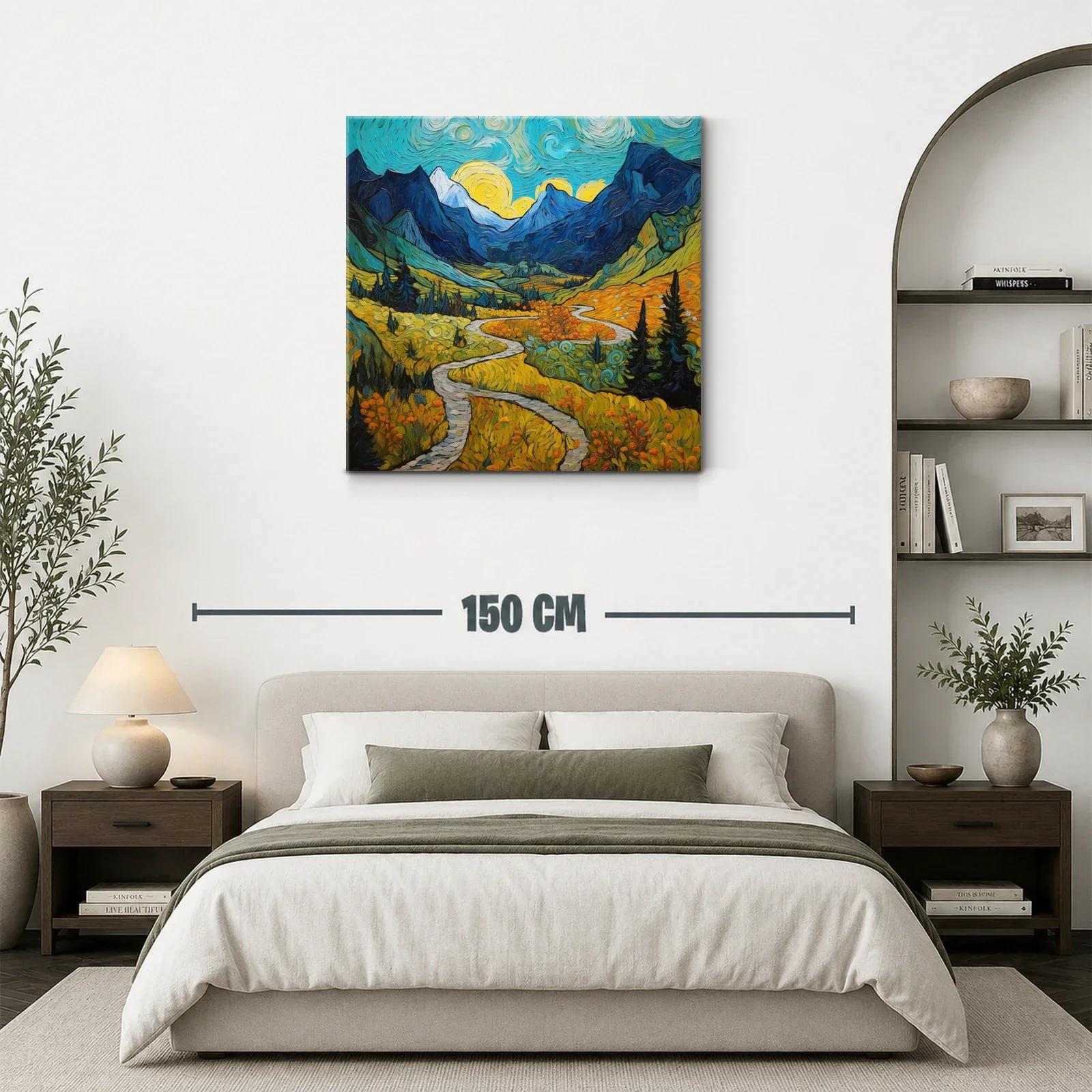 Paisaje montañoso con sendero bajo cielo vibrante — miniatura 3
