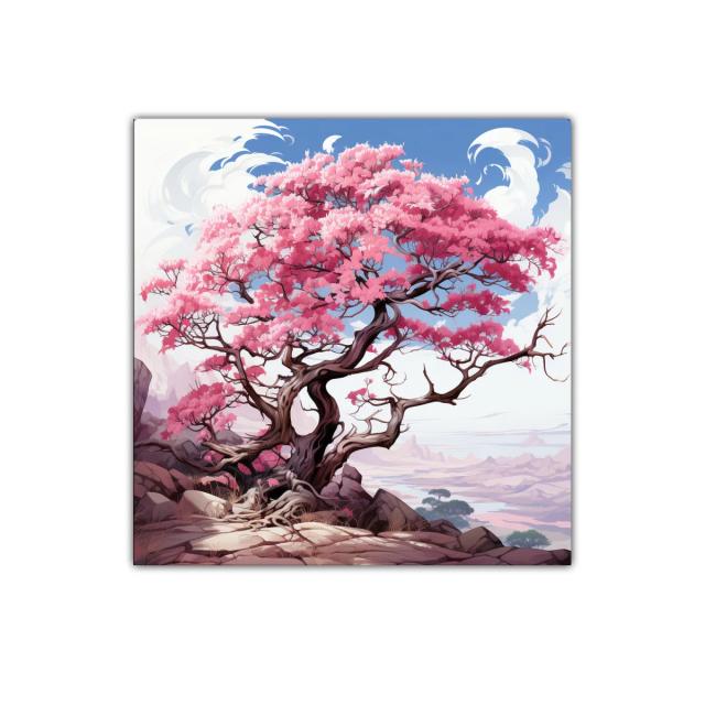 Impresionante árbol de flores rosas en paisaje sereno