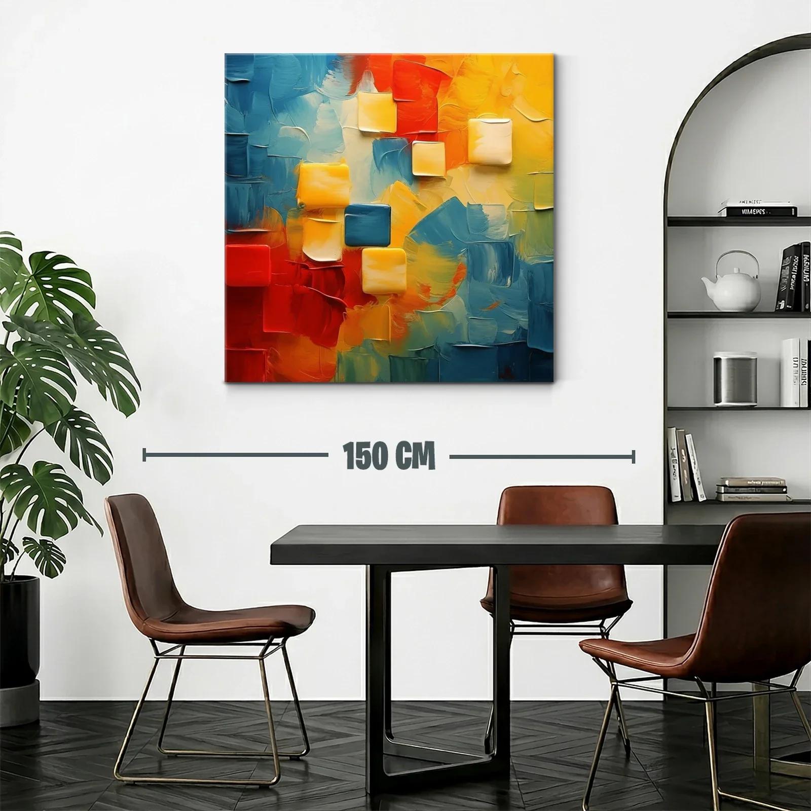 Cuadro abstracto con vibrantes tonos cálidos y fríos — miniatura 2