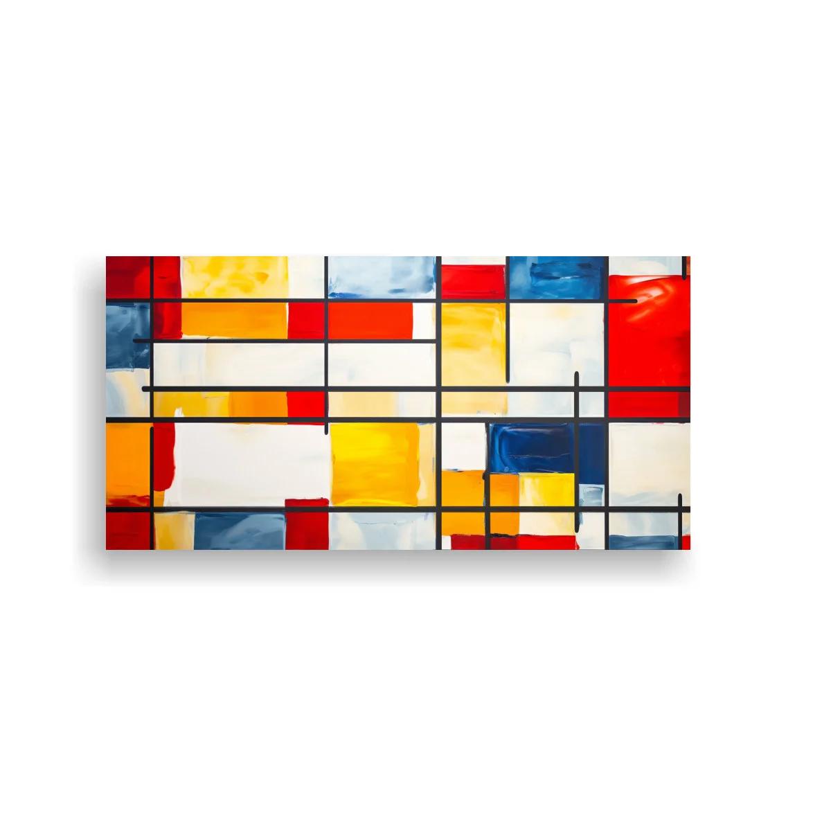 Cuadro de retícula geométrica con bloques de color