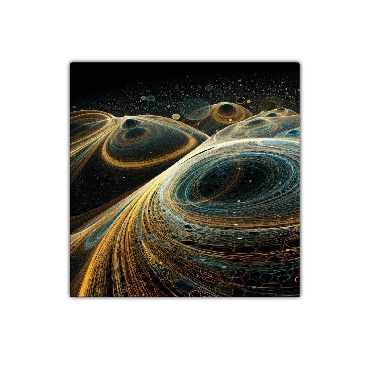 Cuadro abstracto con formas orgánicas y tonos dorados — imagen principal