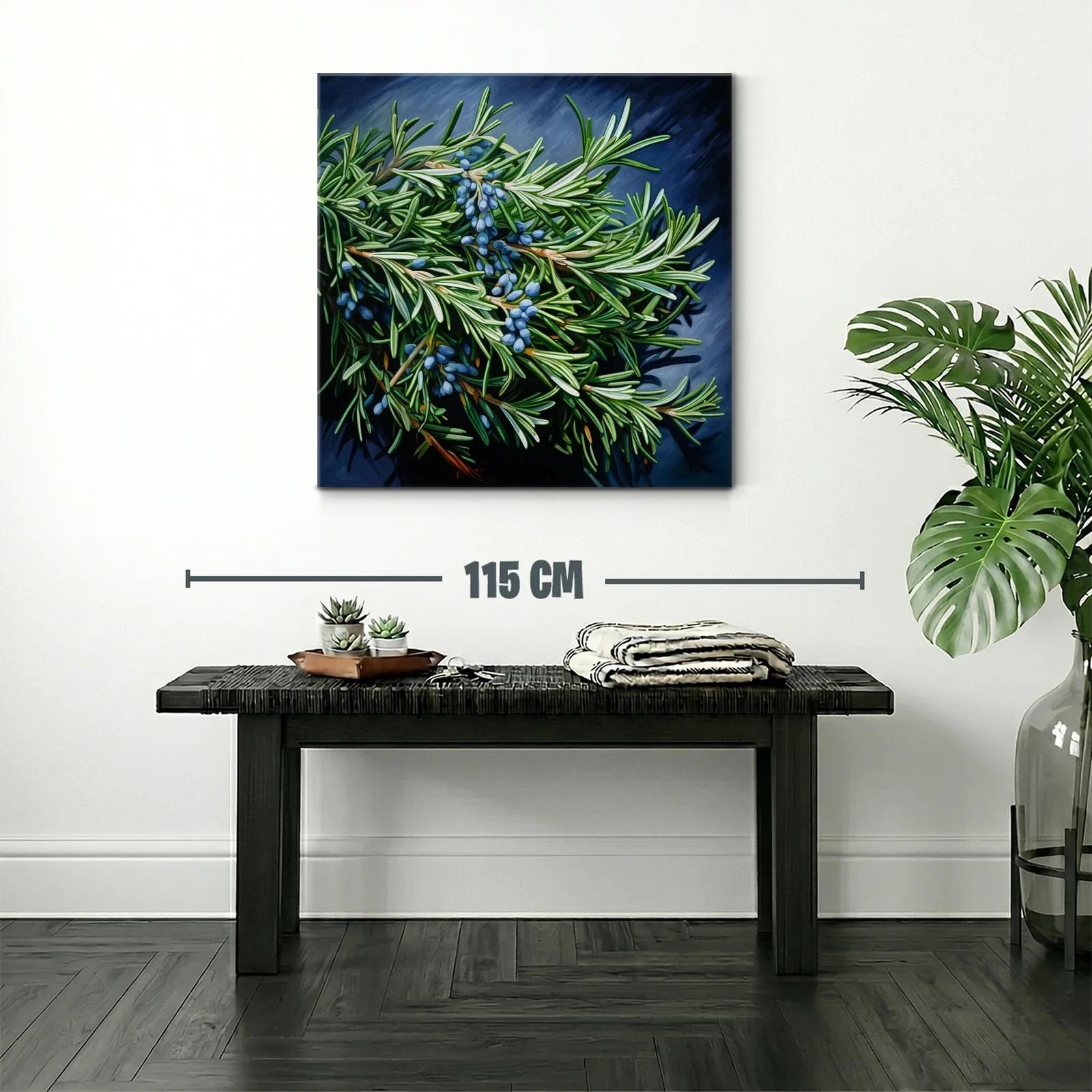 Ramas de plantas verdes con frutos azules en contraste oscuro — miniatura 2