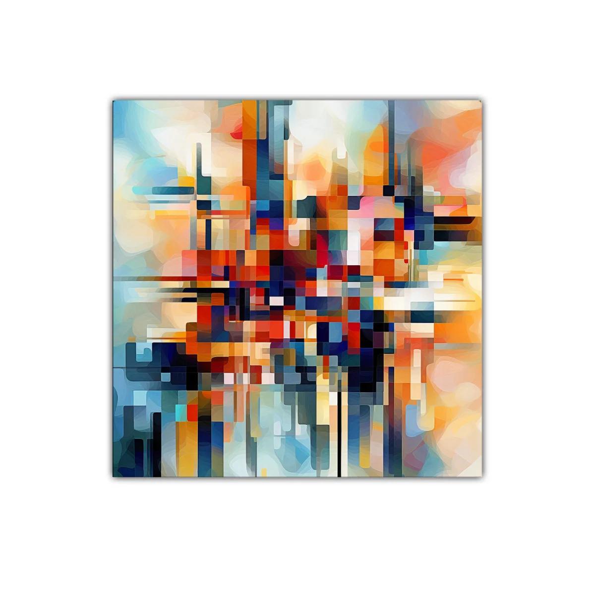 Cuadro abstracto geométrico en tonos vibrantes y cálidos — imagen principal