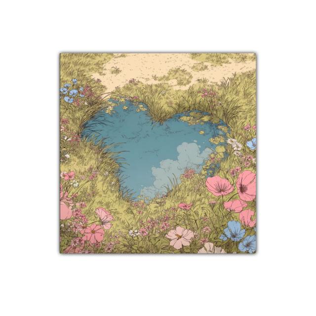 Reflejo de cielo en estanque con forma de corazón