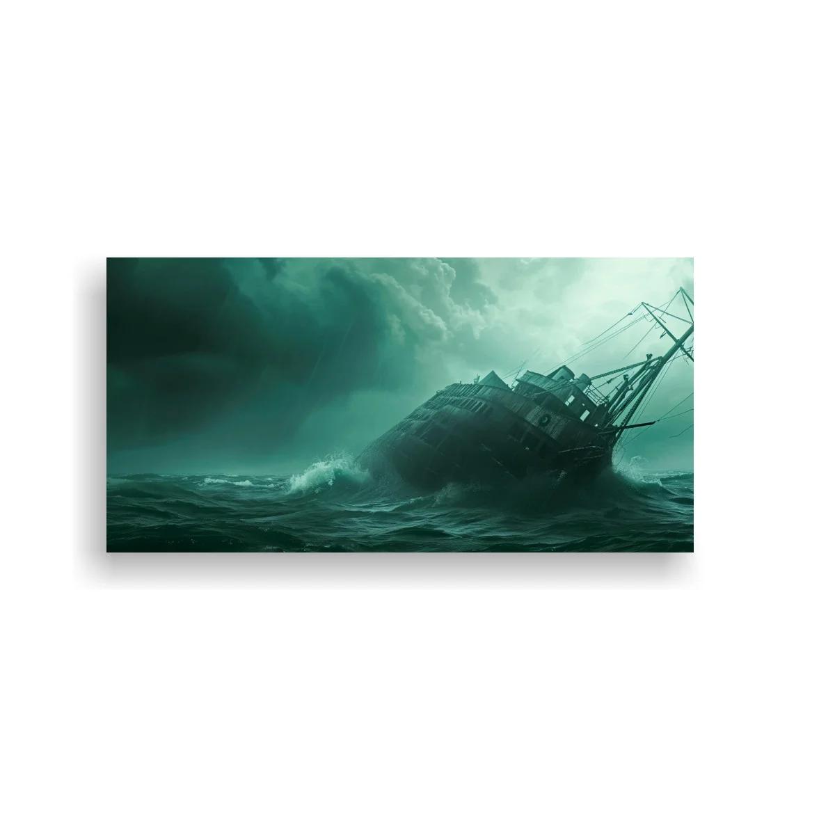 Cuadro barco naufragando en mar tormentoso — imagen principal