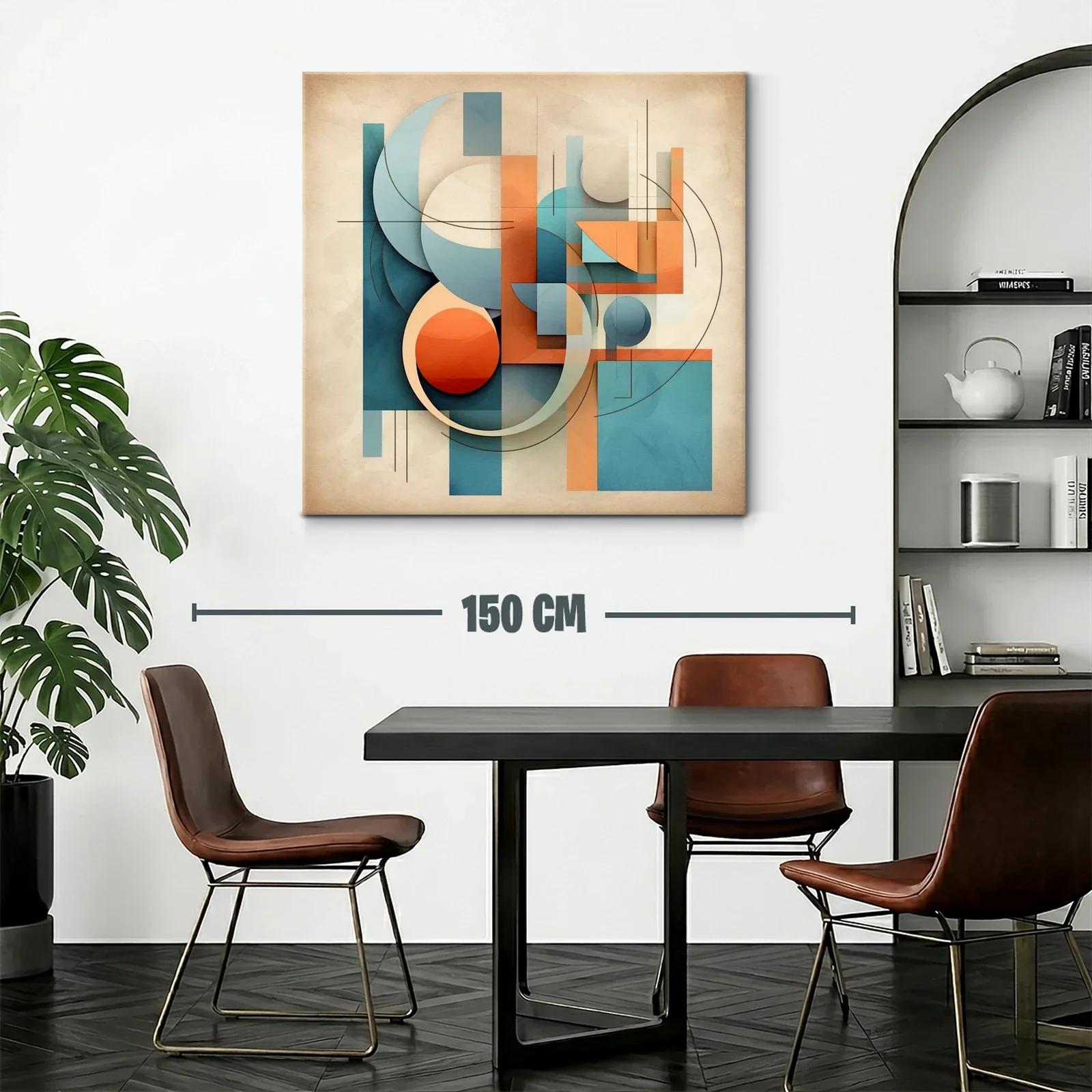Composición abstracta con formas geométricas en tonos cálidos y fríos — miniatura 2