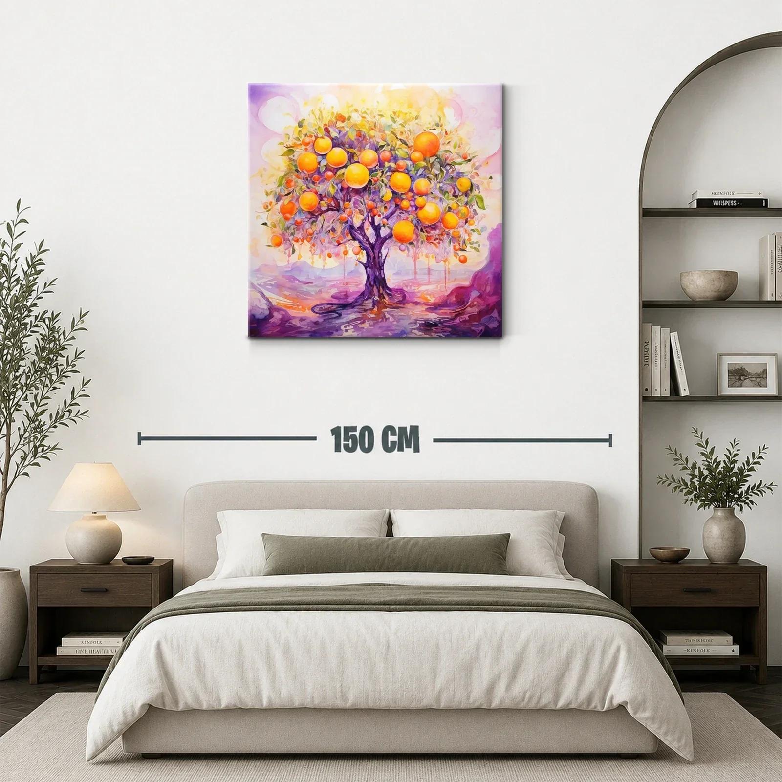 Árbol de frutas vibrantes en tonalidades cálidas y violetas — miniatura 3