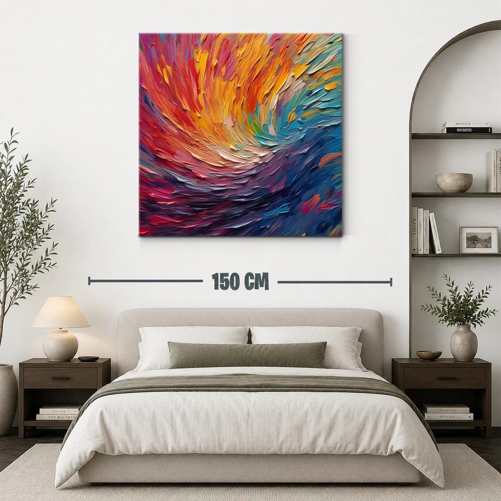 Cuadro abstracto con vibrantes tonos cálidos y fríos — miniatura 3