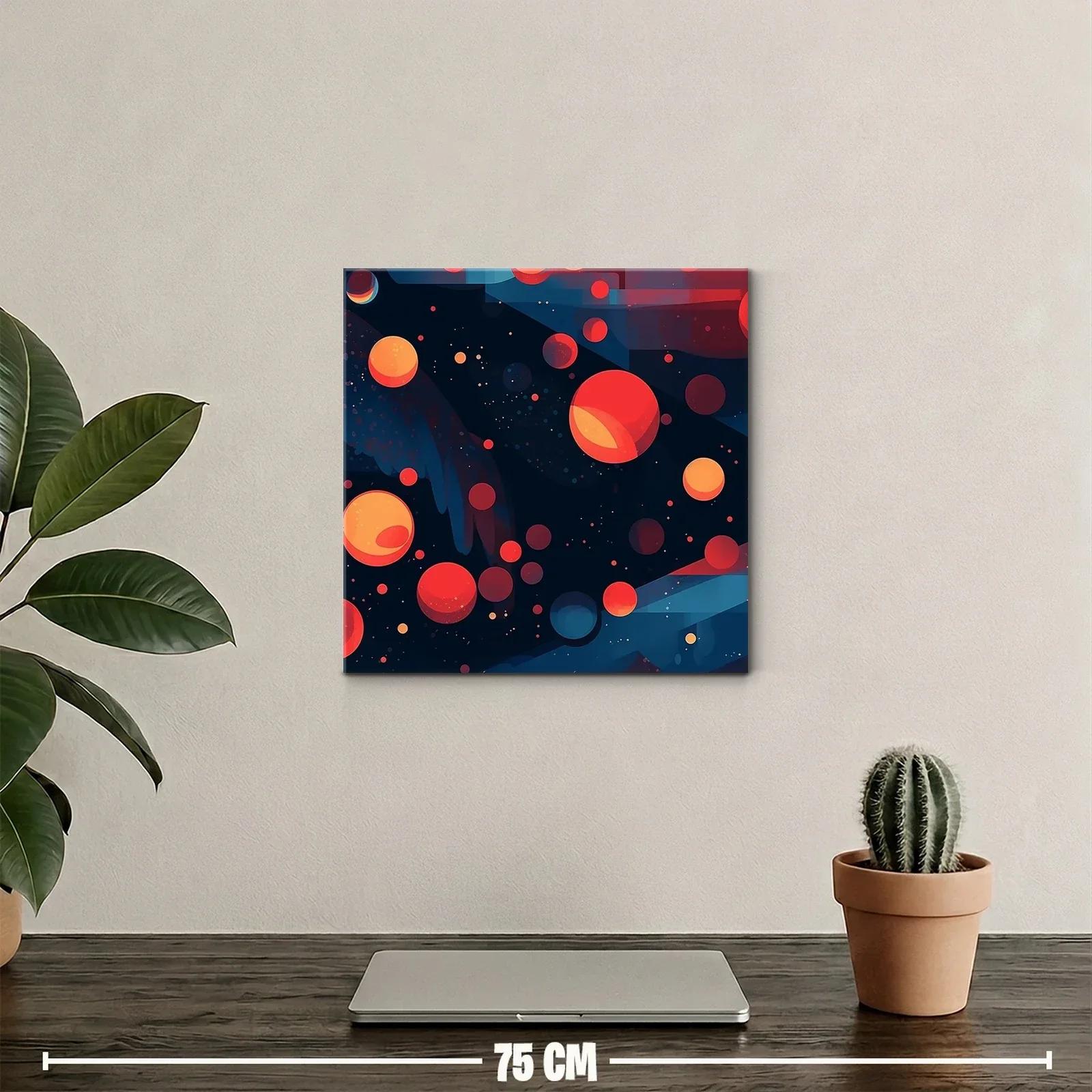 Composición abstracta en rojo y azul con esferas vibrantes — miniatura 2