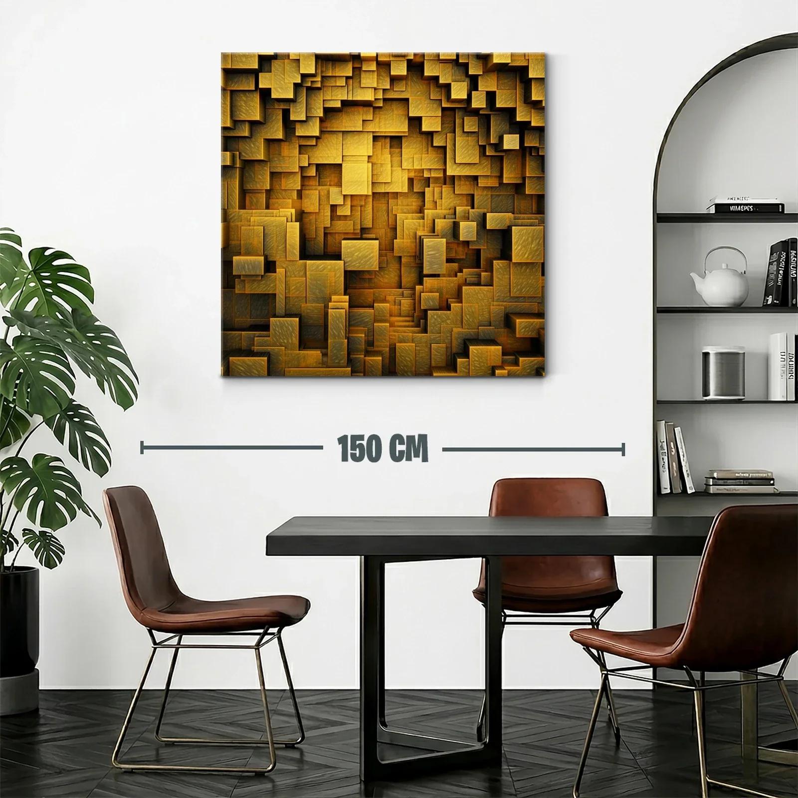 Diseño abstracto de recuadros encajados dorados y negros — miniatura 2