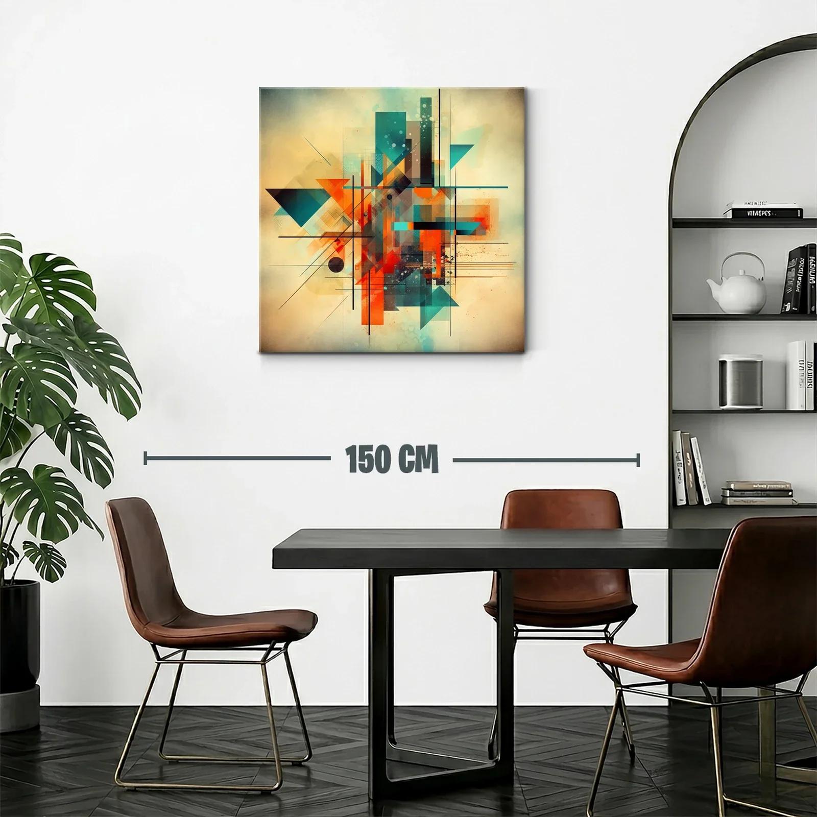 Composición abstracta geométrica en tonos cálidos y azules — miniatura 2