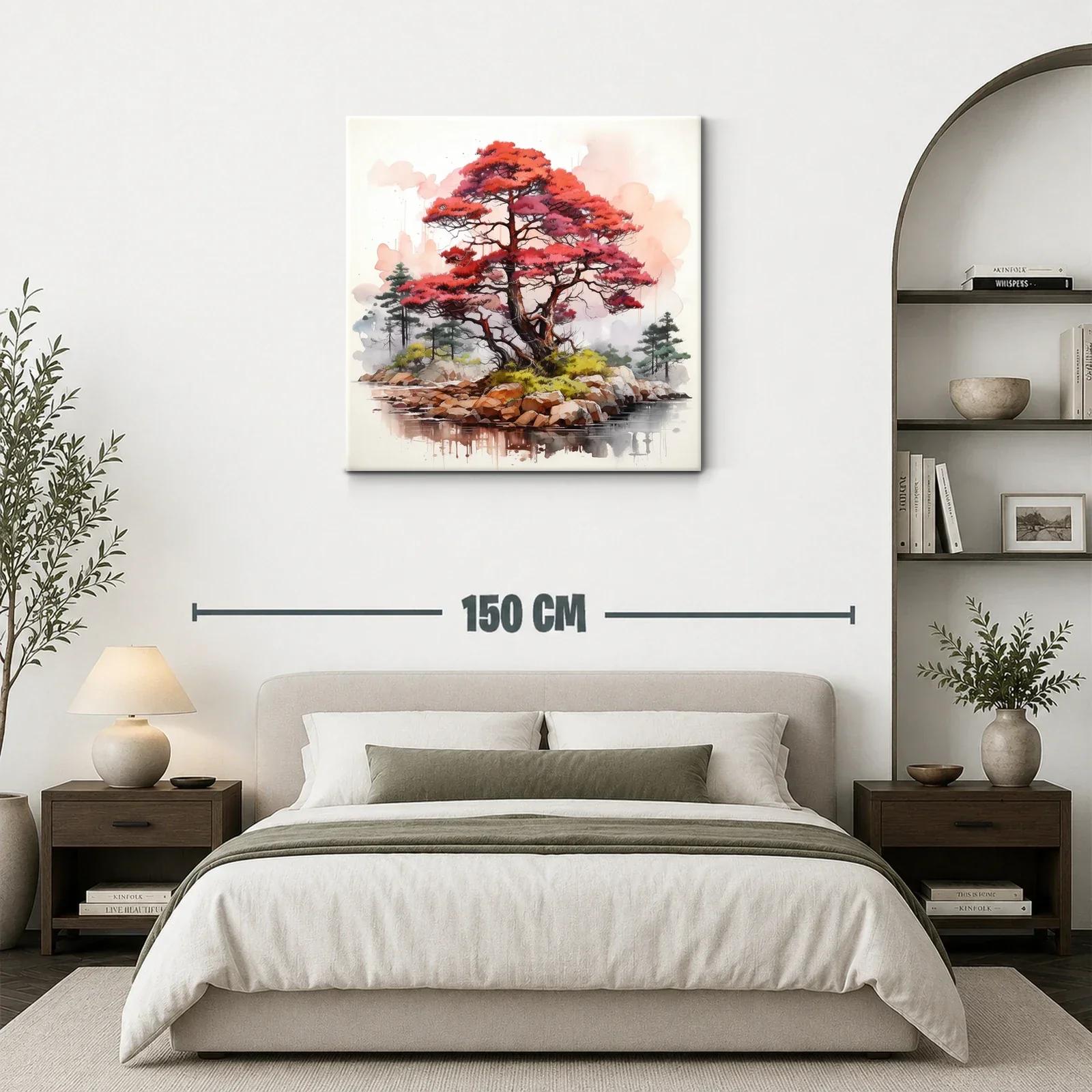 Árbol rojo en isla serena con paisaje natural — miniatura 3