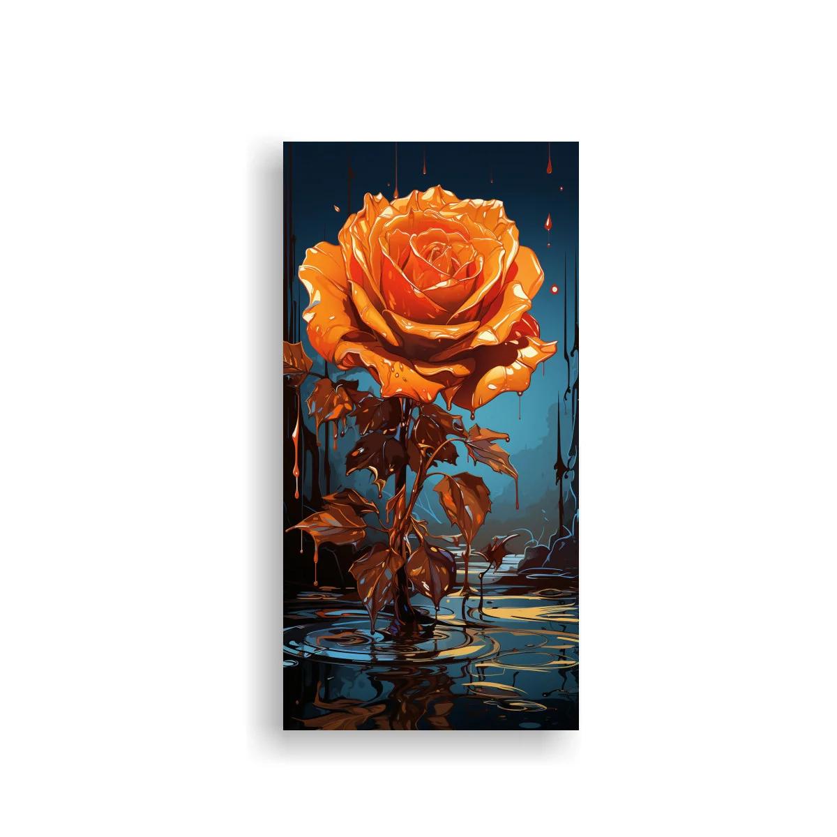 Cuadro rosa naranja con reflejo y chorretones