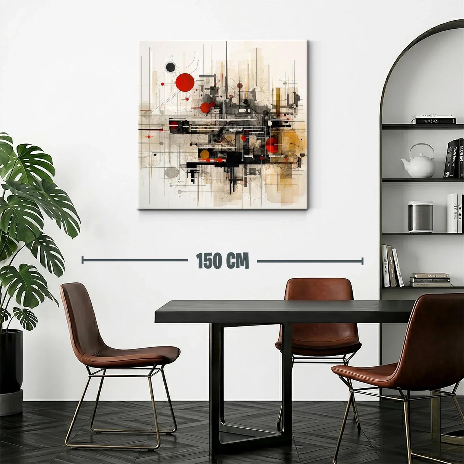 Composición geométrica con toques rojos y negros vibrantes — miniatura 2