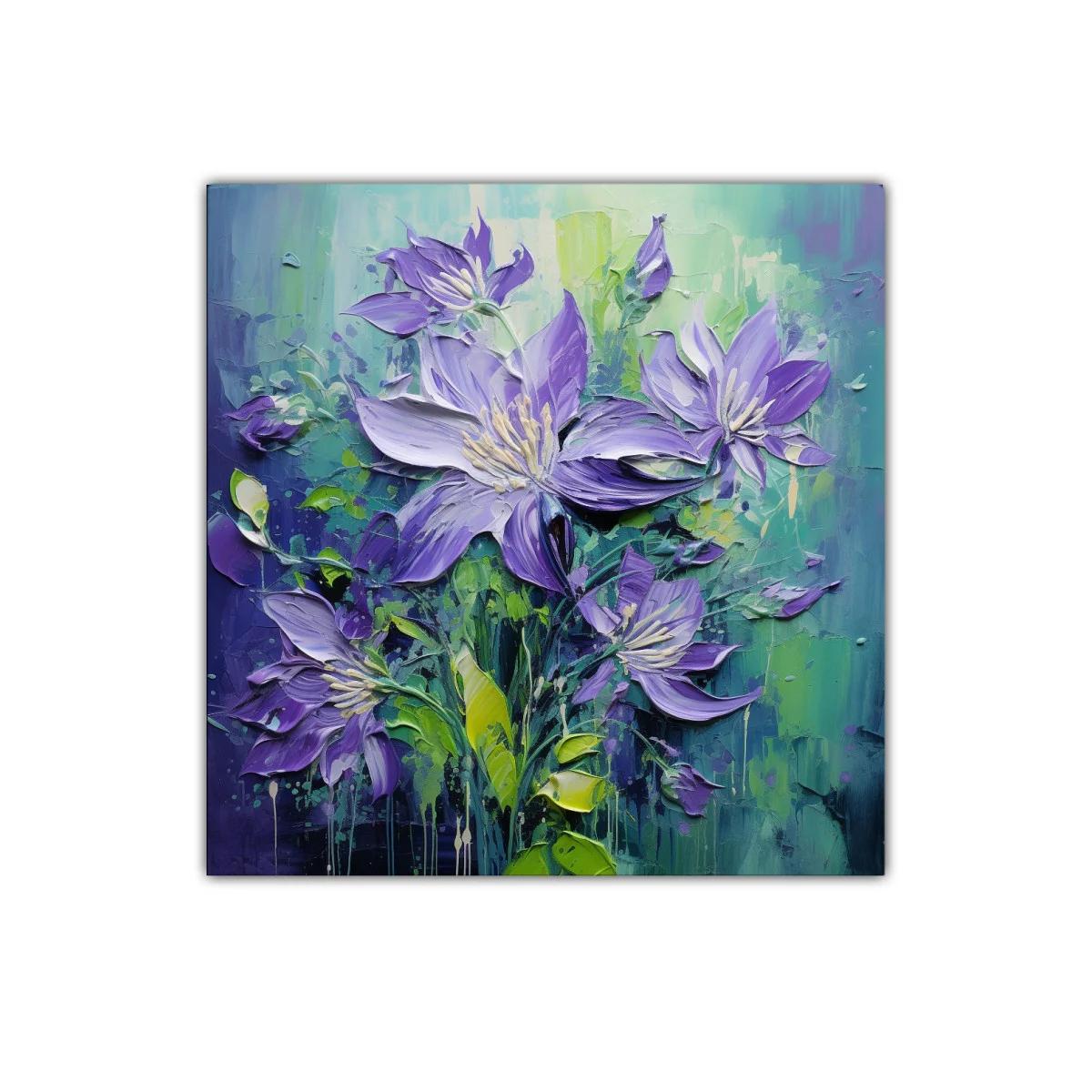 Flores púrpuras vibrantes con fondo verde y azul — imagen principal