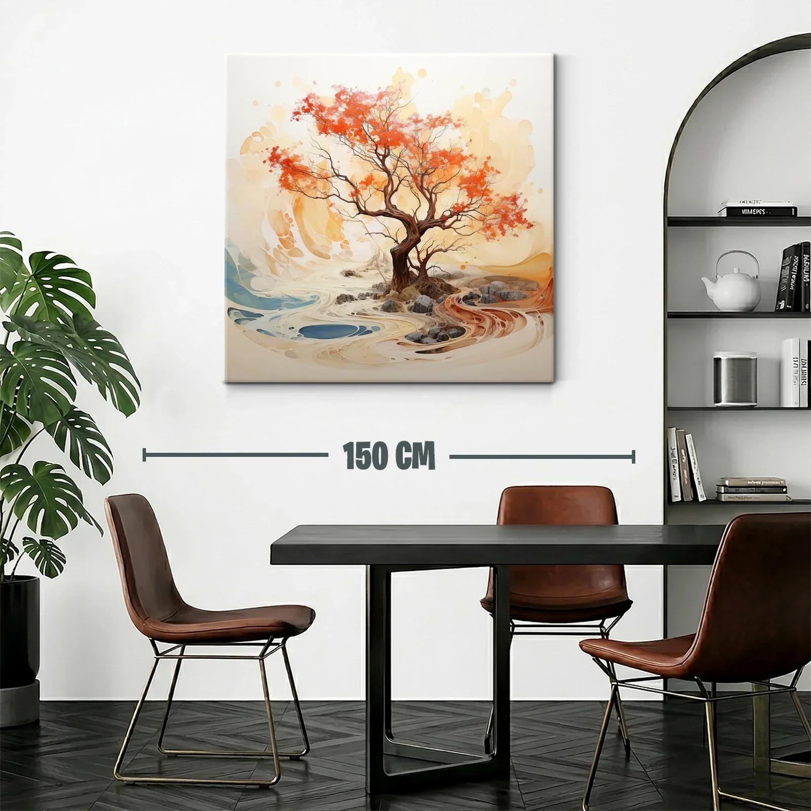 Árbol otoñal con tonos cálidos y paisaje abstracto — miniatura 2