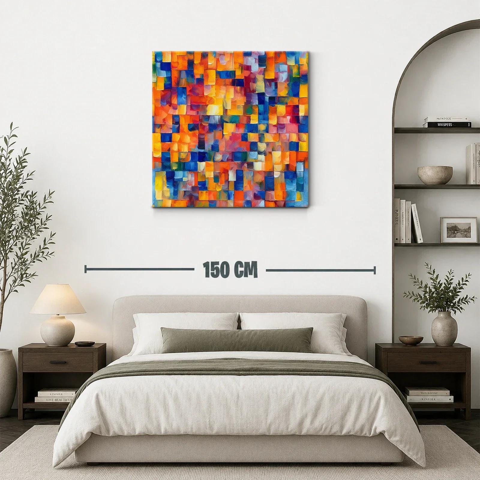 Cuadro abstracto con vibrantes tonos cálidos y fríos — miniatura 3