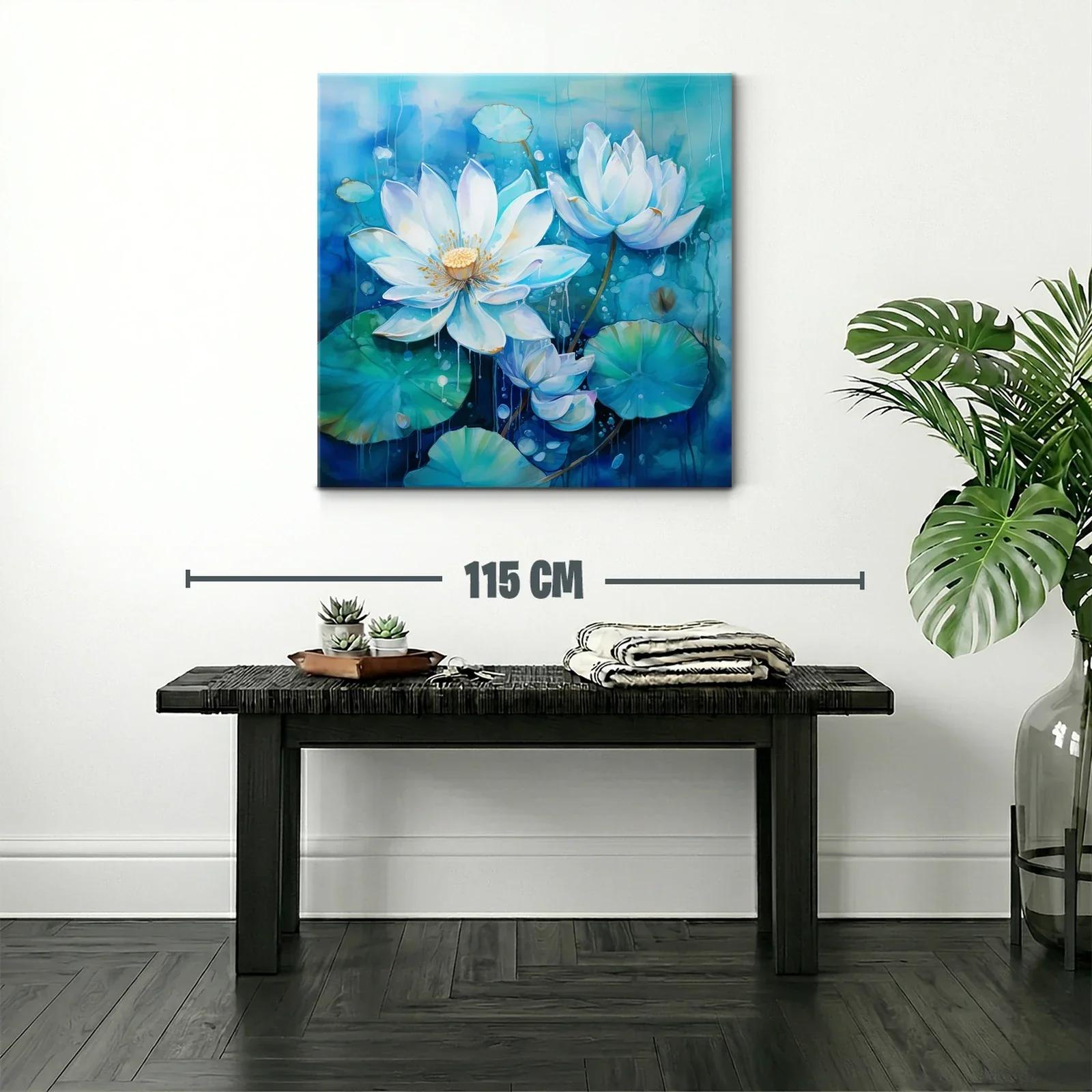 Elegancia de flores blancas sobre fondo azul profundo — miniatura 2