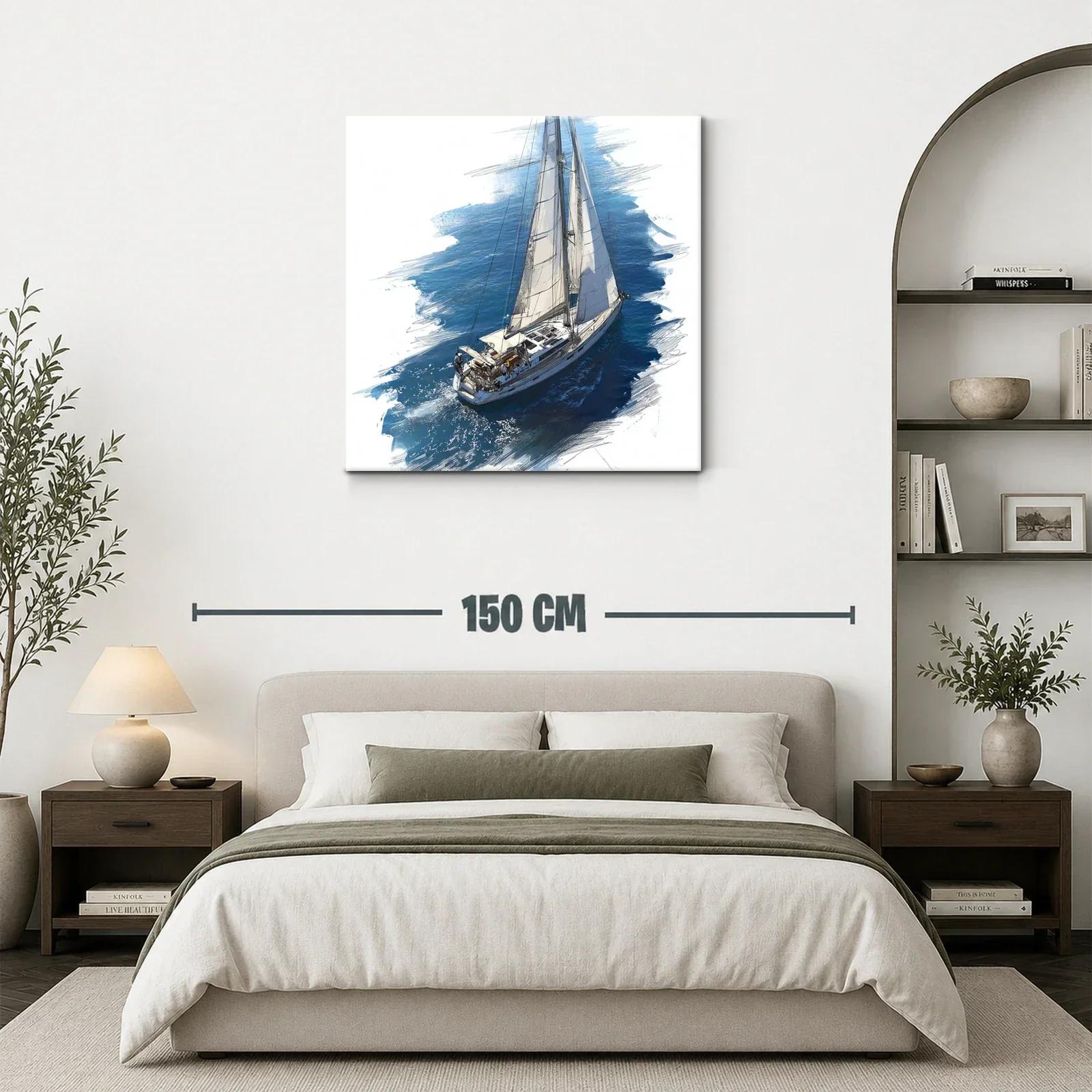 Velero Navegando sobre Mar Azul con Viento Suave — miniatura 3