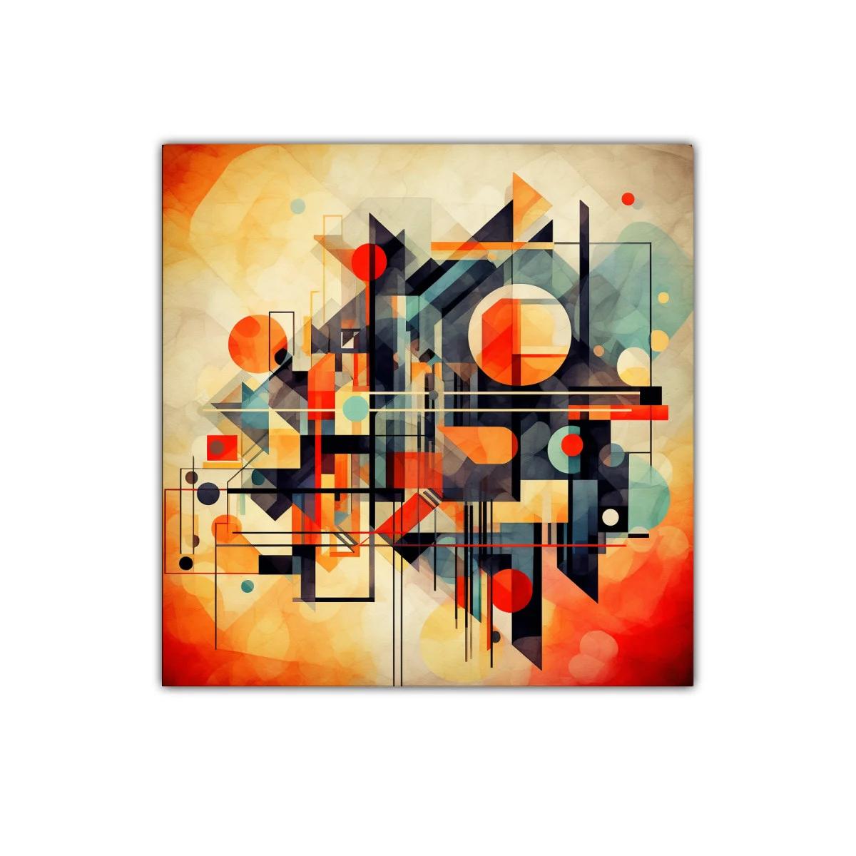 Composición geométrica vibrante en tonos cálidos y fríos — imagen principal