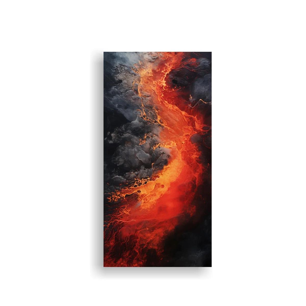 Cuadro lava en erupción con humo oscuro