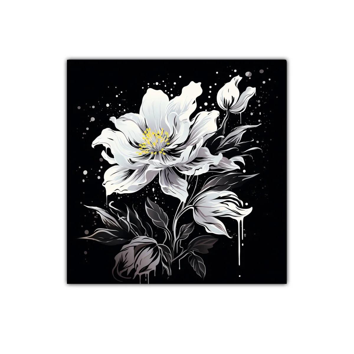 Floral blanco y negro con toque moderno y elegante