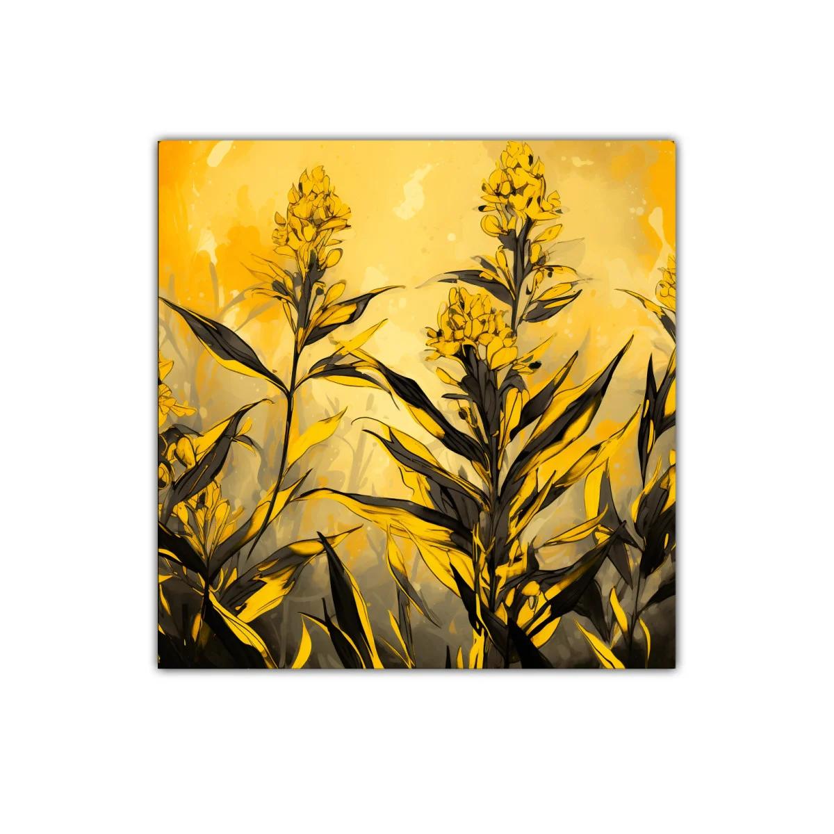 Cuadro floral tonos dorados con contraste impactante — imagen principal