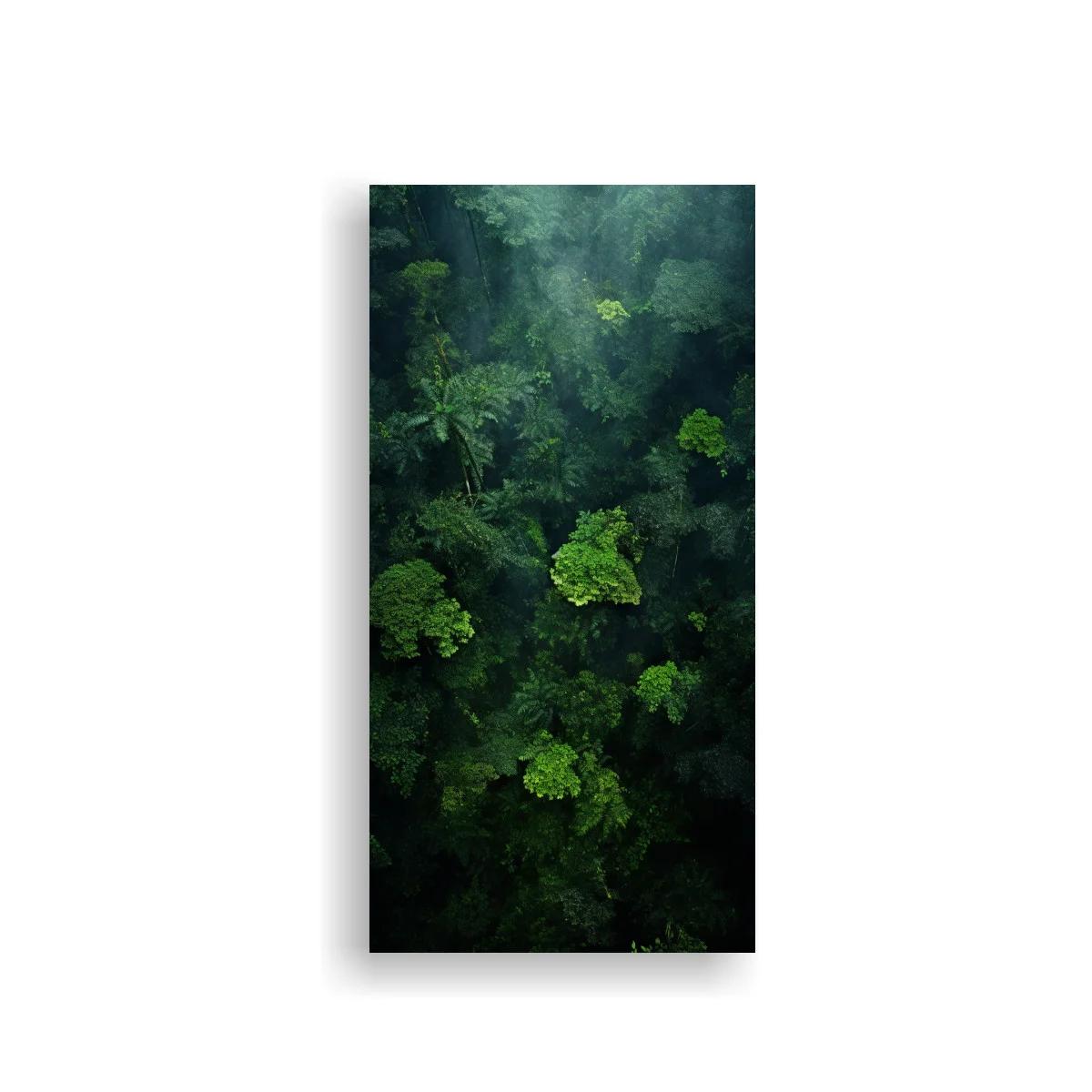 Cuadro selva tropical entre niebla suave