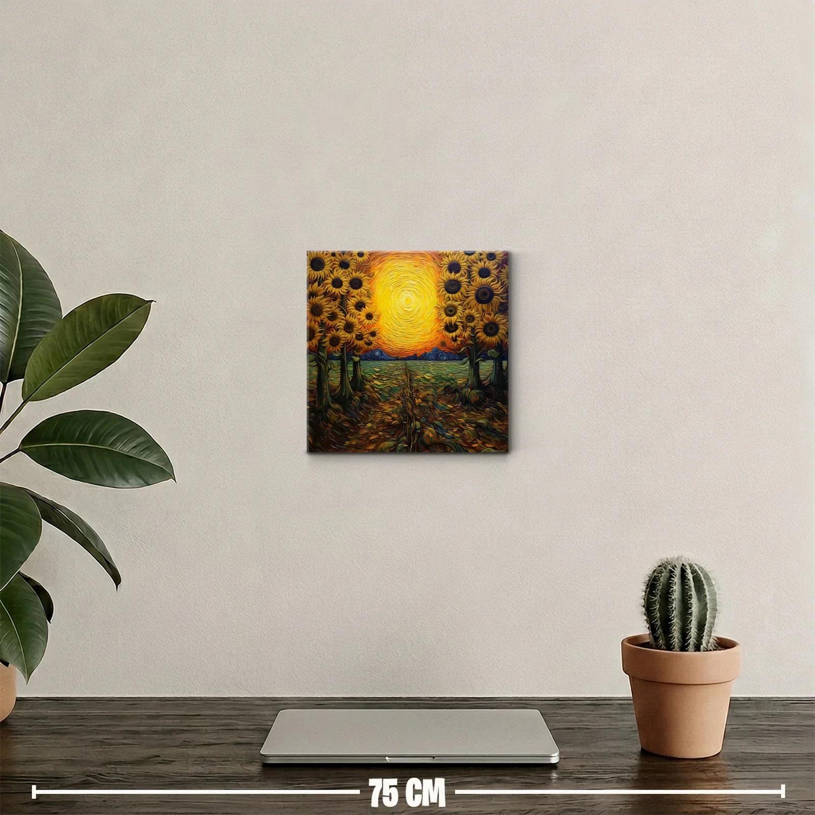 Atardecer vibrante con girasoles en campo abierto — miniatura 2