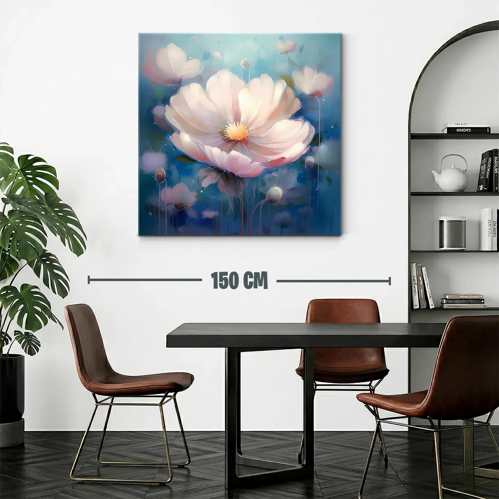 Cuadro floral etéreo con tonos suaves y azules — miniatura 2