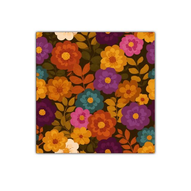 Cuadro decorativo con flores otoñales de colores vibrantes